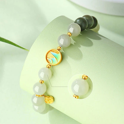 Green Enamel Bead Bracelet Hetian Jade – Feng Shui Charm