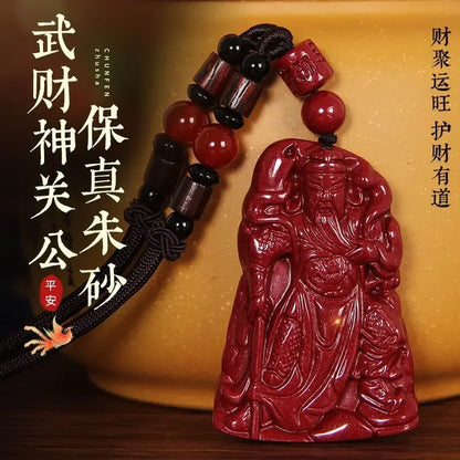 Guan Gong Cinnabar Dragon Pendant - Wealth & Protection