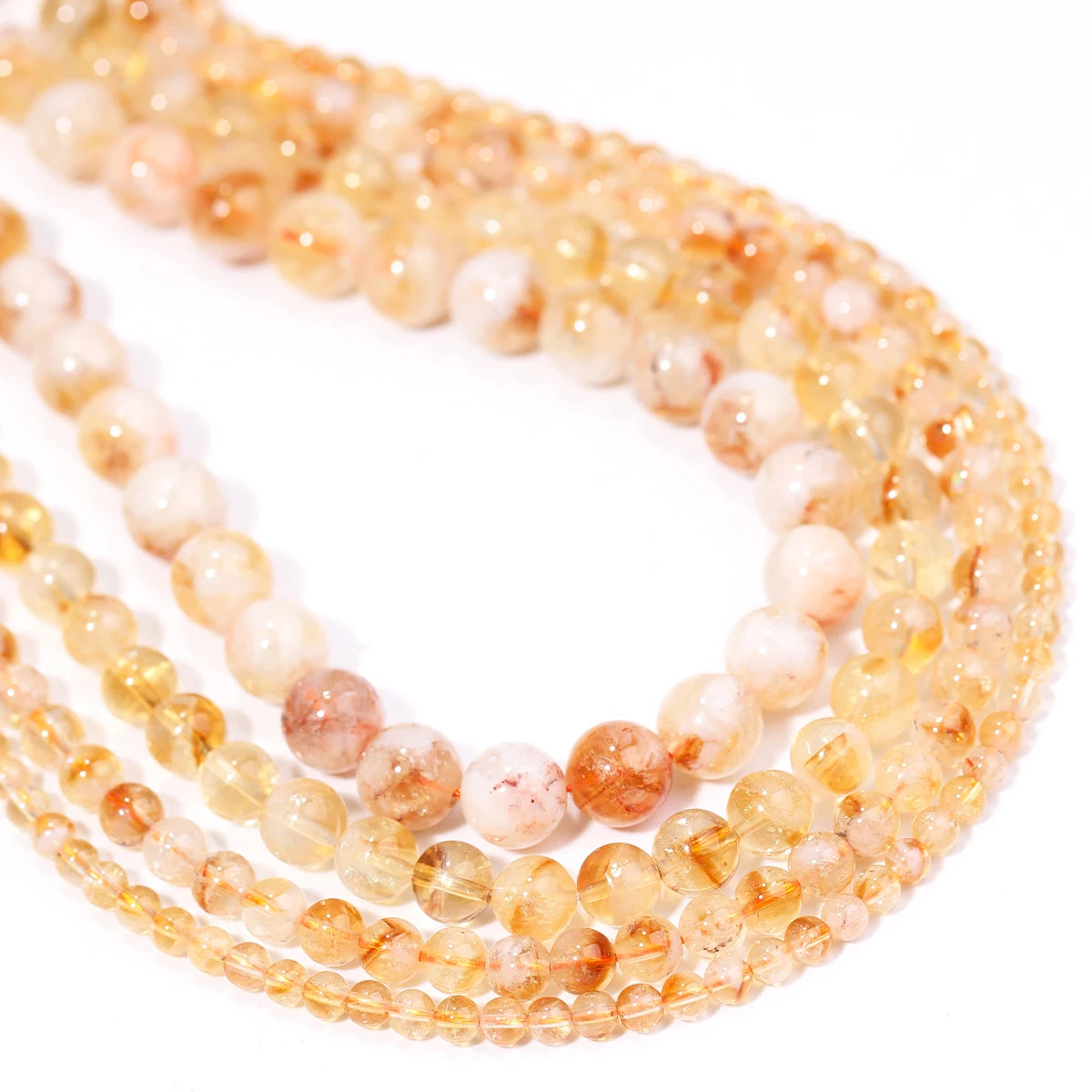 天然黄水晶圆珠手串/串珠｜4/6/8/10mm 开运能量水晶DIY