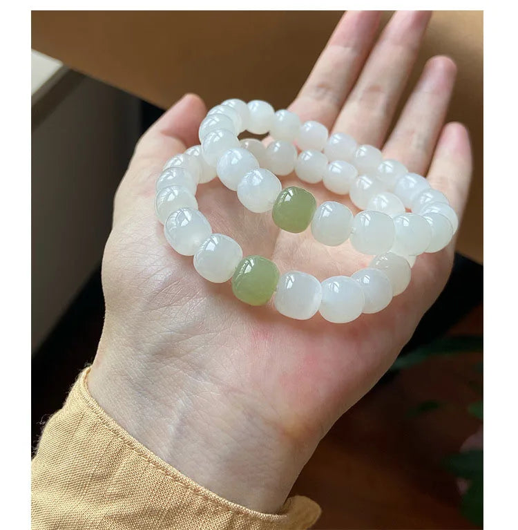 Hotan White Jade 10mm Bead Bracelet｜Single Circle Lucky Amulet