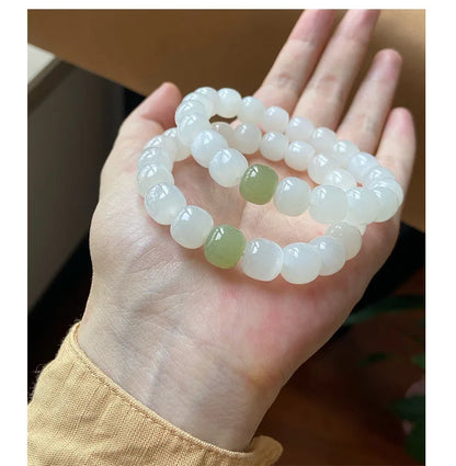 Hotan White Jade 10mm Bead Bracelet｜Single Circle Lucky Amulet