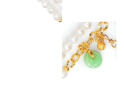 Freshwater Pearl Double Circle Bracelet — Silver Gold-Plated