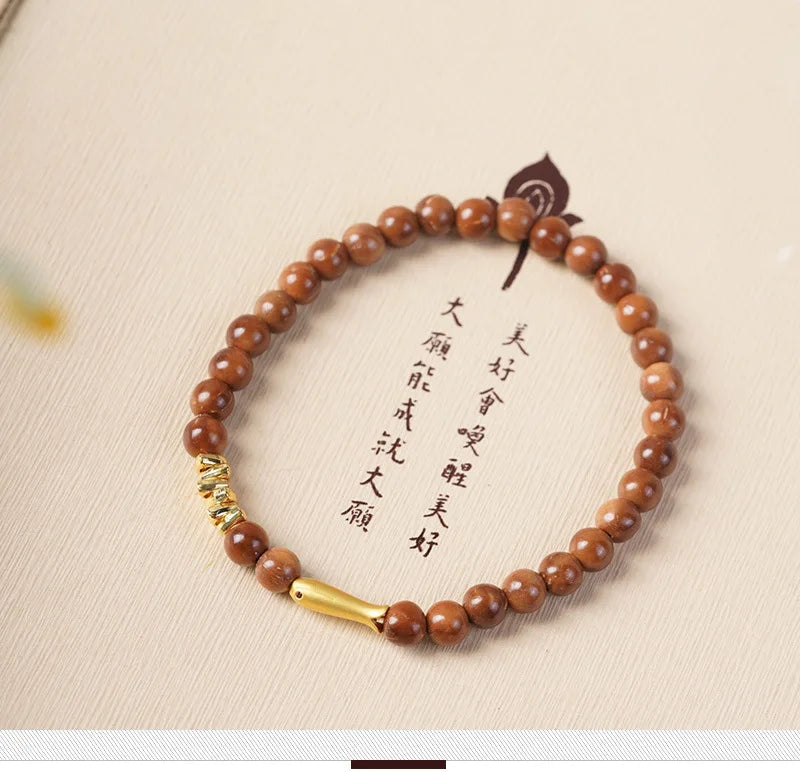 Ancient Bodhi Wood Bracelet — Single Circle DIY Lucky Beads