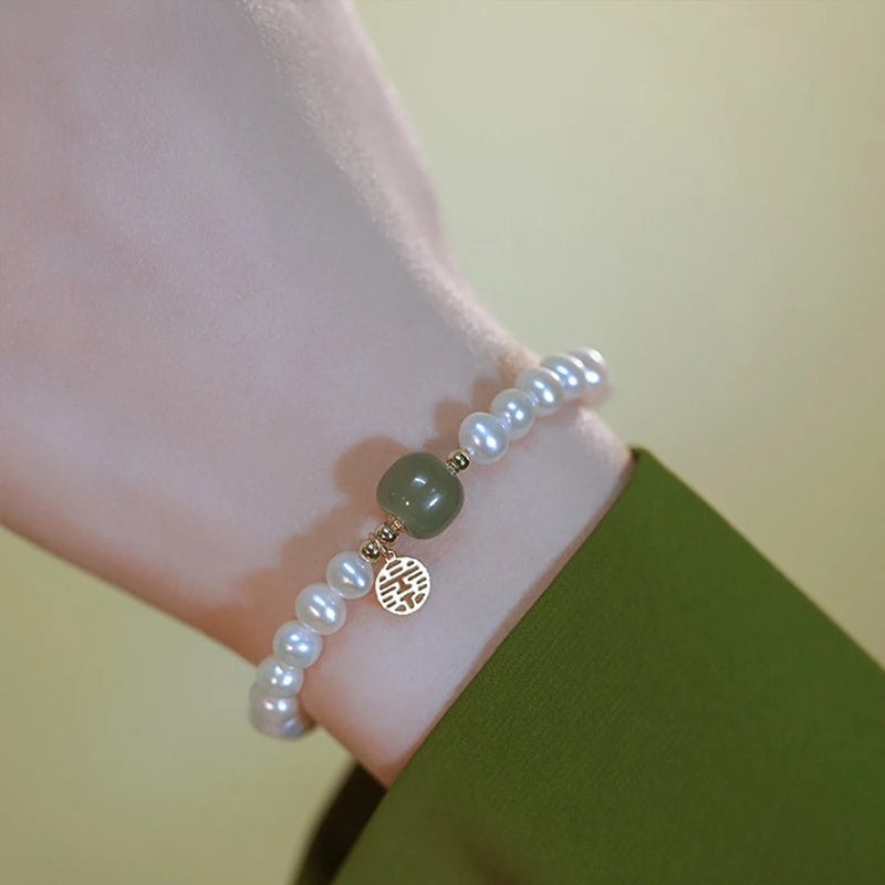 Natural Hetian Jade White Blessing Bracelet – Light Luxury Bangle