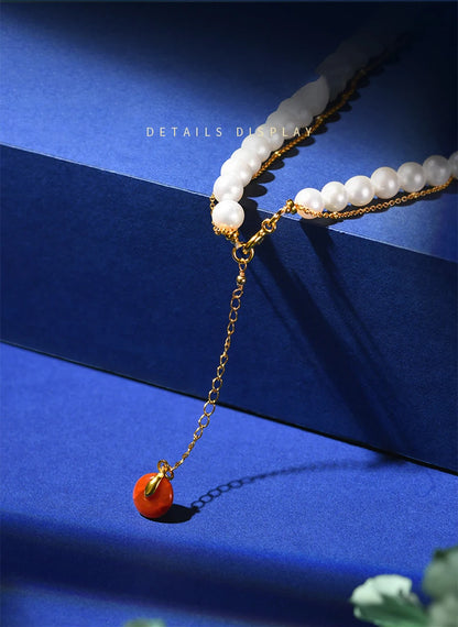 Freshwater Pearl Double-Circle Choker Pendant Premium