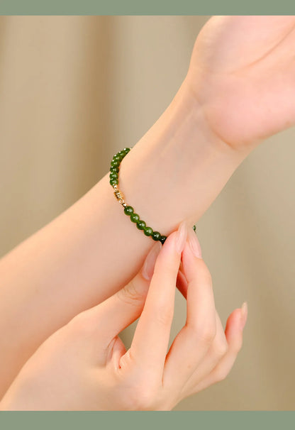 Hotan Jade Green Jasper Bracelet Jade Hand String Onyx Bracelet 925 Sterling Silver Fashion Jewelry for Women Gift Wholesale