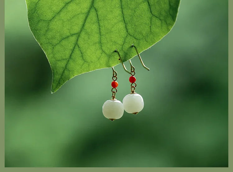 Hetian Jade Green Earrings | Sterling Silver Allergy-Proof