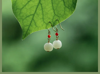 Hetian Jade Green Earrings | Sterling Silver Allergy-Proof