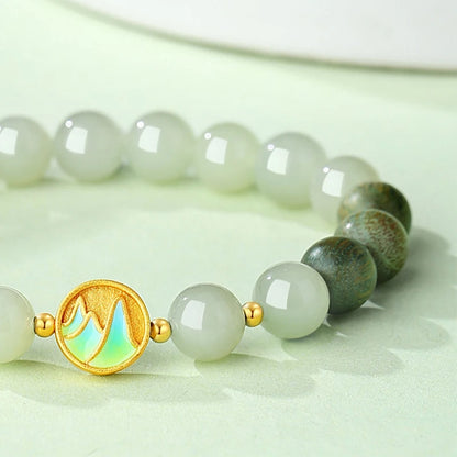 Hotan Green Jade & Sandalwood Wrist String — Feng Shui Charm