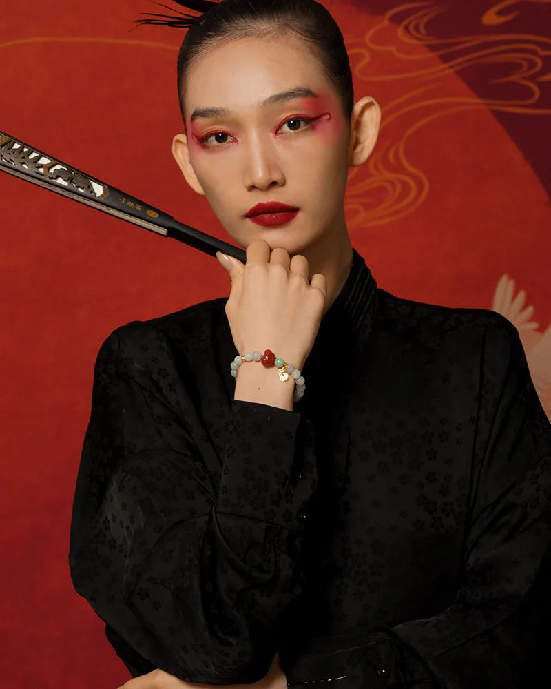 Light Purple Hetian Jade & Pearl Bracelet｜Elegant Continuous Hand String Gift