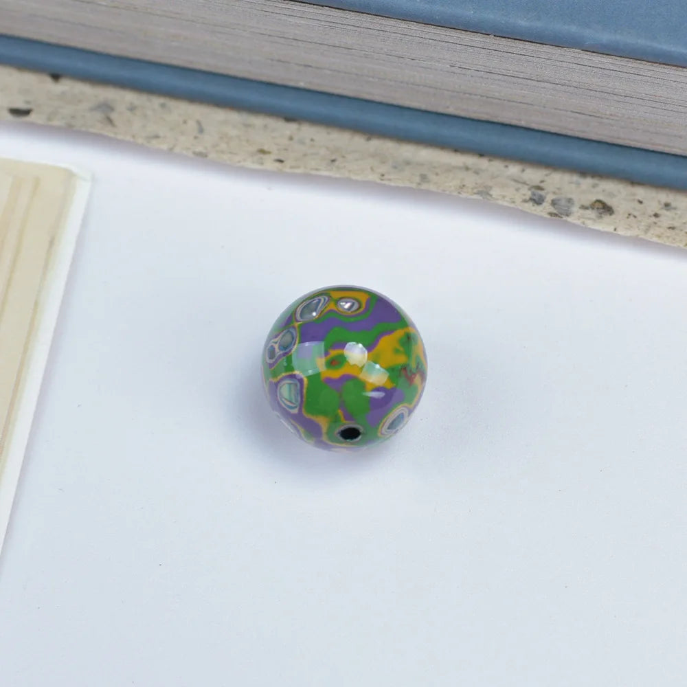 Antique Wood Circle Bracelet with Mother-of-Pearl Luck Charm