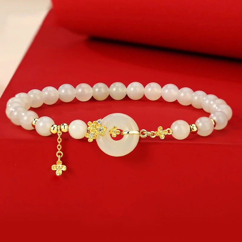 Hetian Jade Osmanthus Tassel Necklace｜Chinese Collarbone Chain