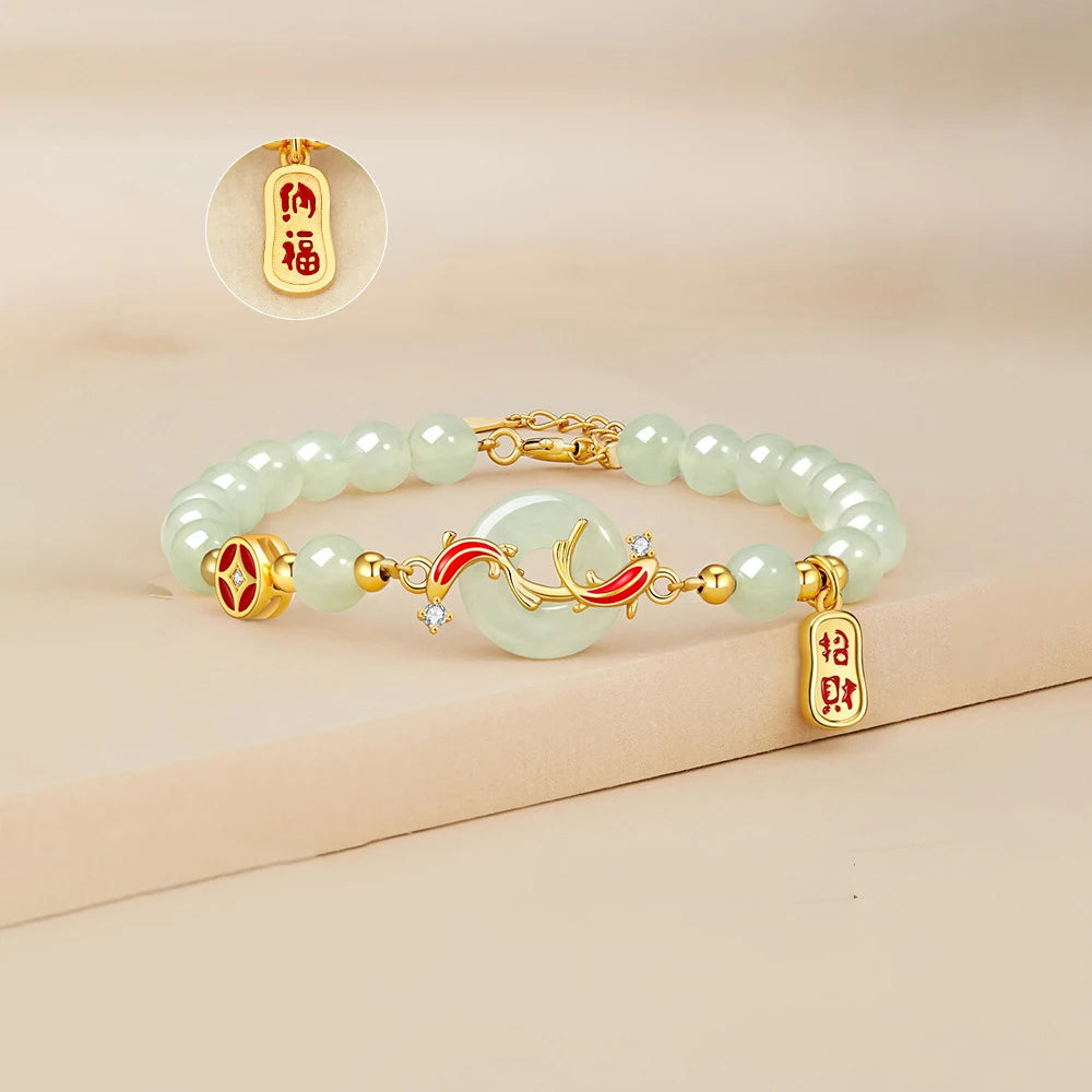Hetian Jade Green Pearl Bracelet | Luxury Ladies Gift Bracelet