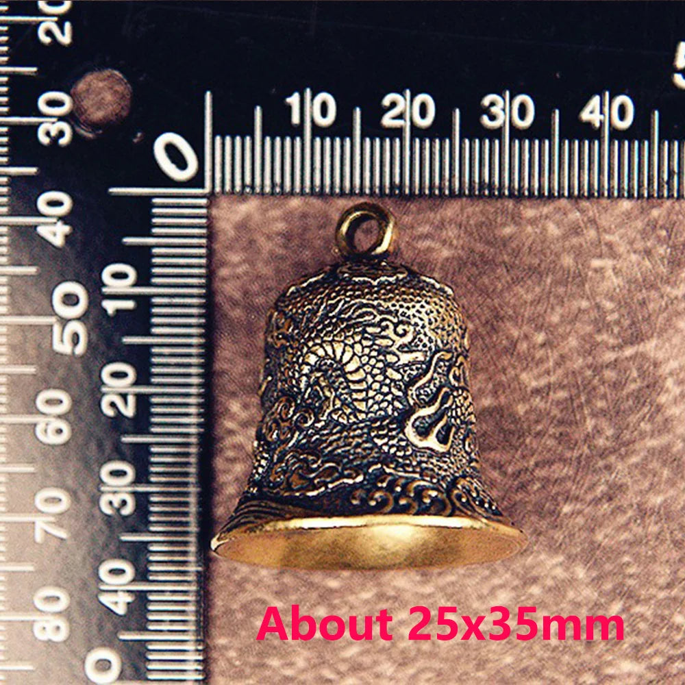 复古黄铜龙纹风水铃挂饰｜小巧镇煞纳福桌面门挂摆件