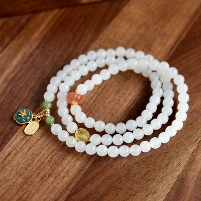 White Hetian Jade Multi-Layer Bracelet — Purity & Protection for Women