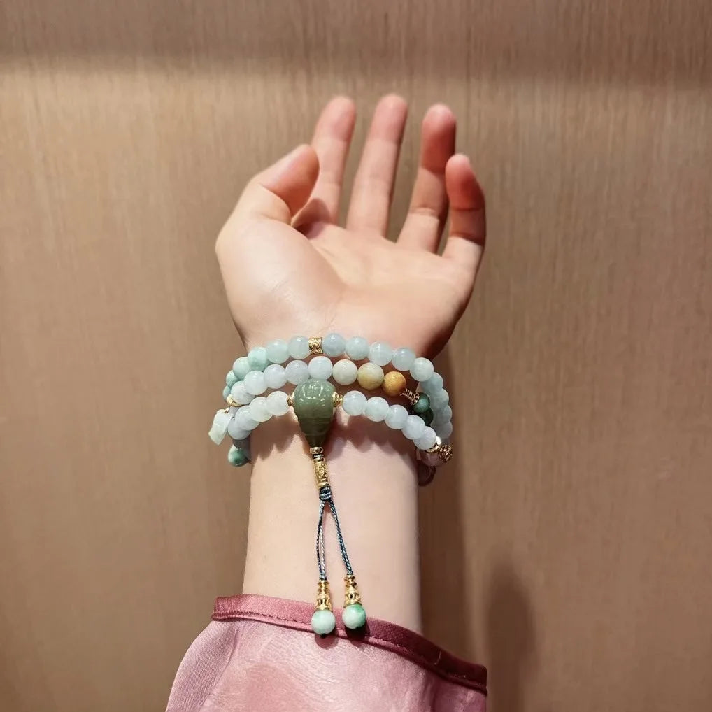 Natural Type A Jadeite Bracelet For Women High-End Chinese-Style And Retro Design  Necklace Or Bracelet Wear Support Wholesale