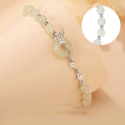 Sterling Silver Butterfly Bracelet | Light-Green Semi-Precious Gift
