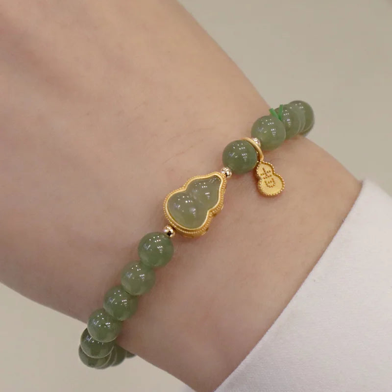 Fu Character Hotan Jade Gourd Bracelet — Sailor Chain Gift