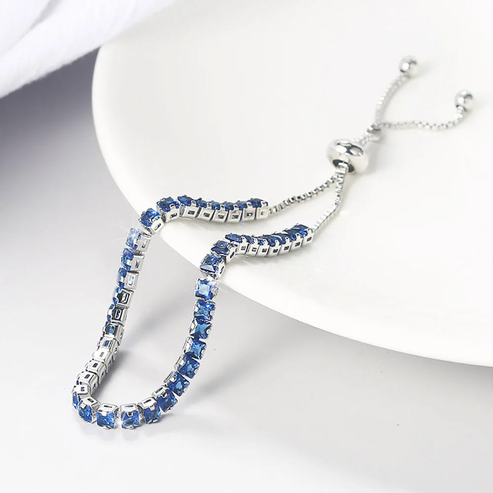 Mystic Blue Zirconia Adjustable Tennis Bracelet