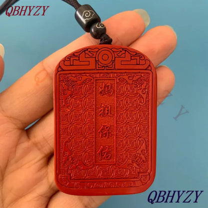 Natural Red Cinnabar Mazu Pendant Necklace — Feng Shui Guardian