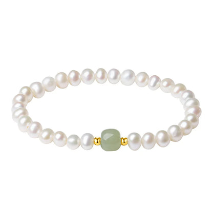 Hotan White & Light Green Jade Beads Bracelet – Lucky Luxury Gift