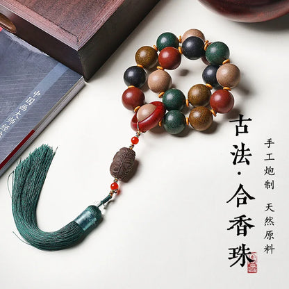 Harmony Elements 17-Bead Five-Directions Herbal Wood Buddha Bracelet