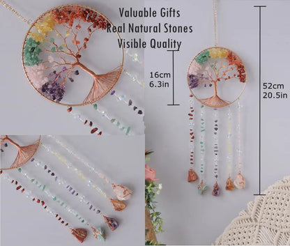 粉水晶生命之树捕光挂饰｜招爱转运能量水晶