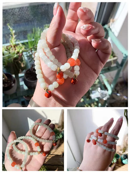 Hetian Jade 7mm Lotus String Bracelet — Nephrite Single Circle