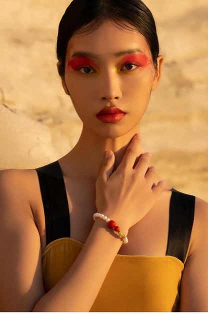 White Natural Freshwater Pearl Strand Bracelet｜Feng Shui Elegance