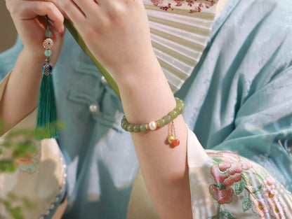Natural Hetian Jade Buckle Bracelet — Amulet Blessing Jewelry