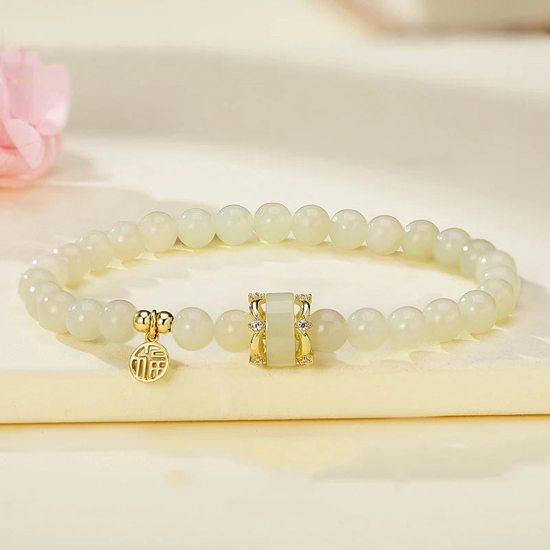 Natural A-Grade Jade Beaded Bracelet — Couple Amulet Gift
