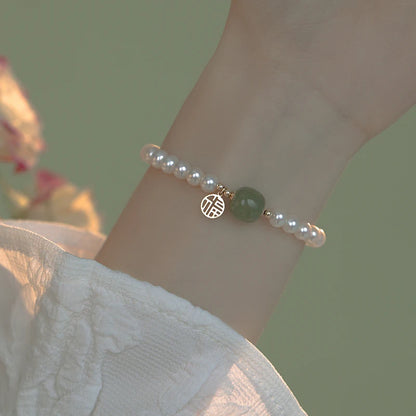 Natural Hetian Jade White Blessing Bracelet – Light Luxury Bangle