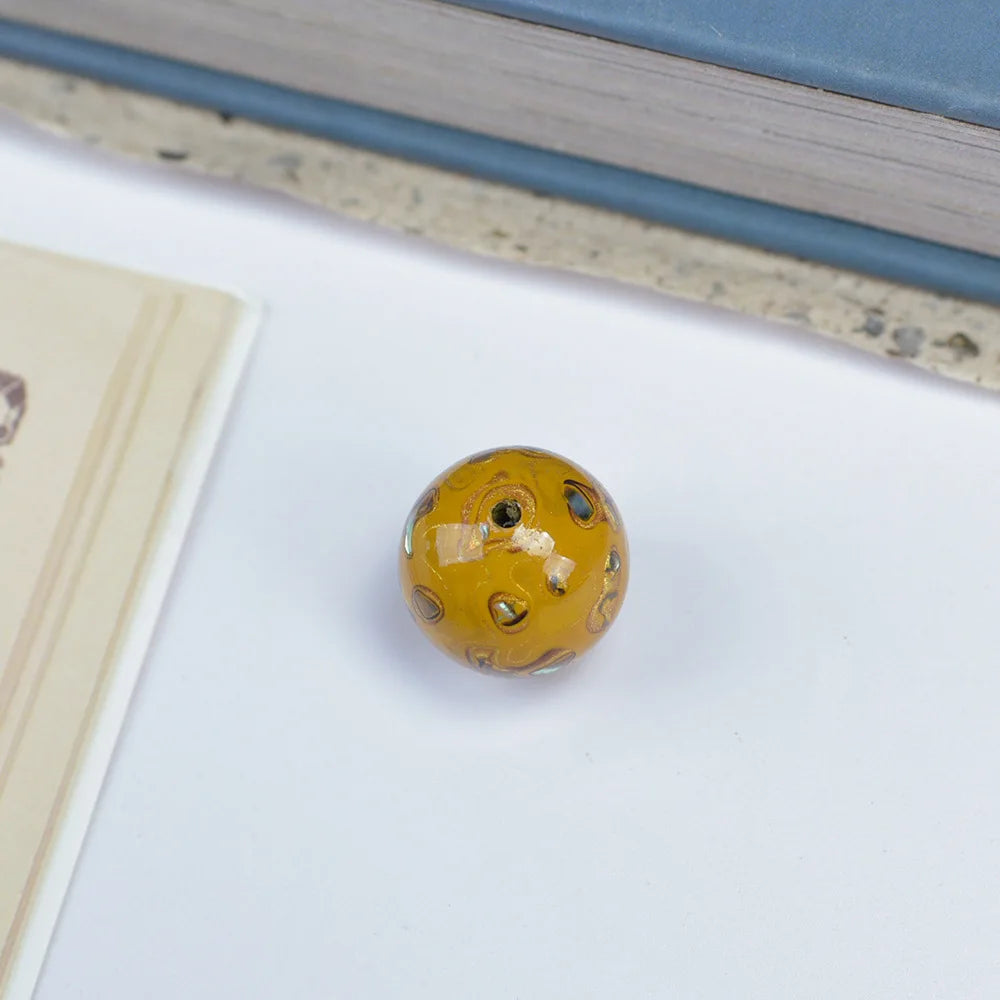 Antique Wood Circle Bracelet with Mother-of-Pearl Luck Charm