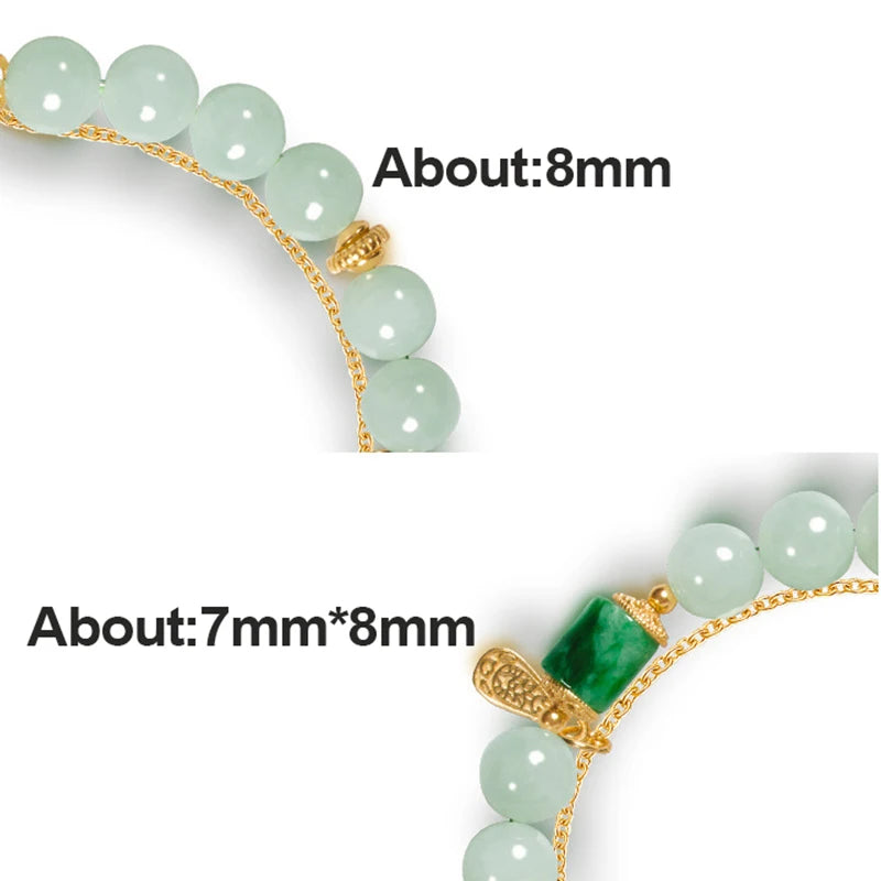 Natural A-Grade Jadeite Bead Bracelet — S925 Silver Mother's Gift