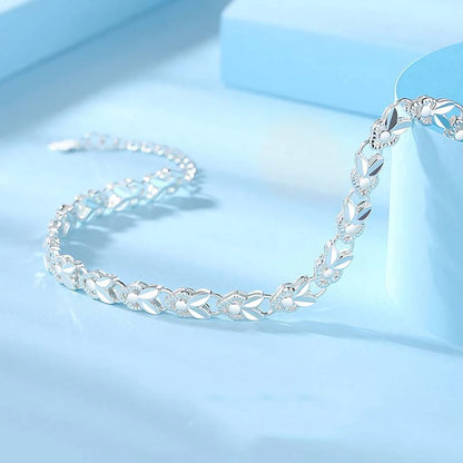 Silver-White Zodiac Rabbit Bracelet for Women - Hetian Jade