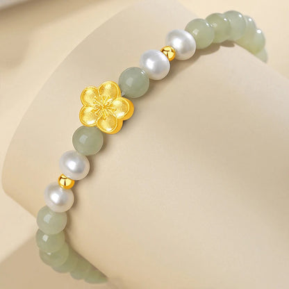Natural Hetian Jade Leaf Bracelet — Elegant Luck & Protection