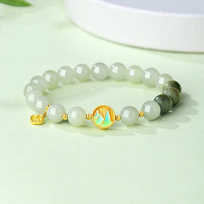 Hotan Green Jade & Sandalwood Wrist String — Feng Shui Charm