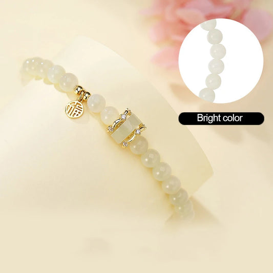 Natural A-Grade Jade Beaded Bracelet — Couple Amulet Gift
