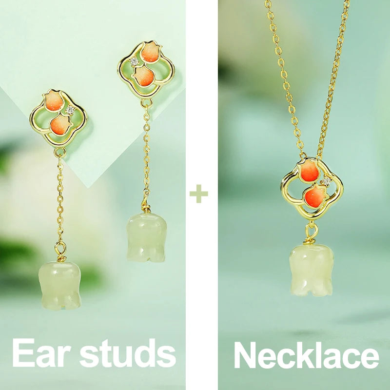 Hetian Jade Green Blossom Bracelet | 925 Silver Link