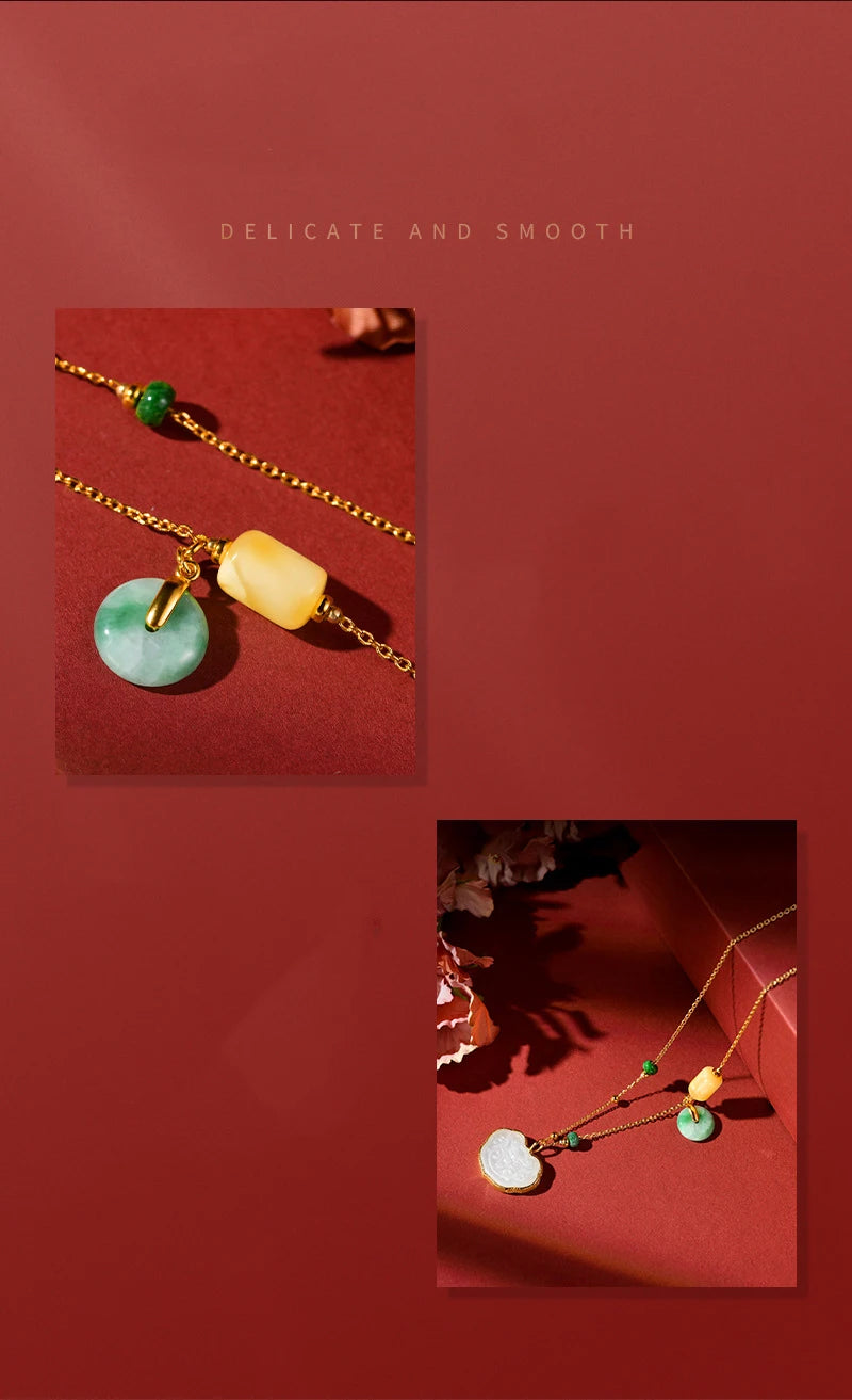 Hetian White Jade Ruyi Necklace — Collarbone Peace Pendant