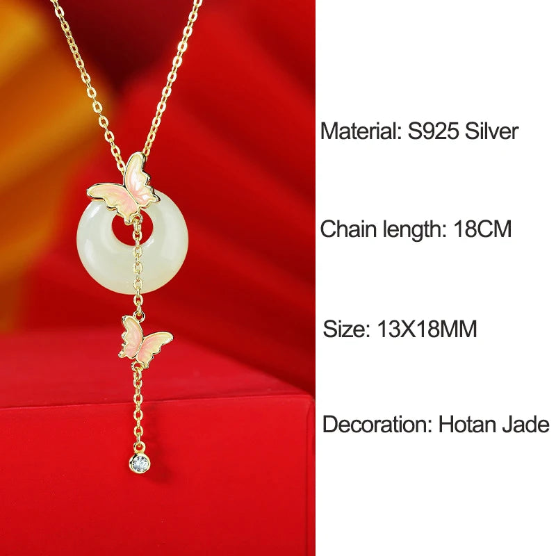 Hetian Jade Butterfly Tassel Bracelet - Ping An Protective Charm