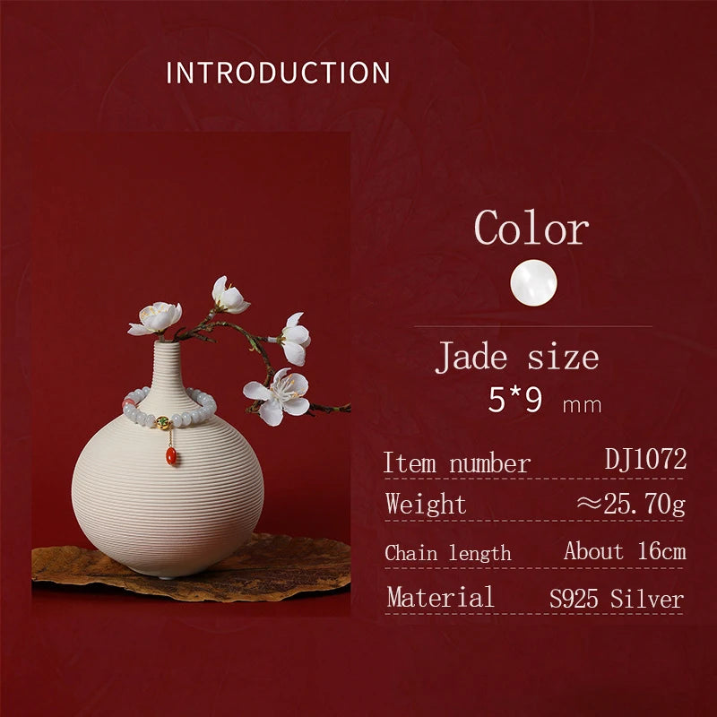 Emerald Rhodochrosite Bead Bracelet with S925 Agate