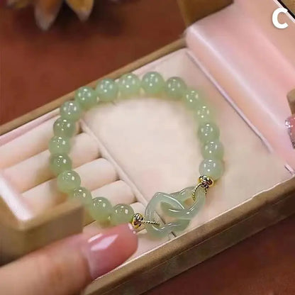 Hetian Jade Heart Bead Bracelet｜Minimalist Peace Button Jewelry