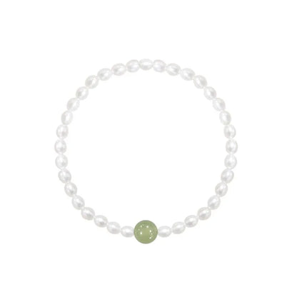 Hetian Jade S925 Silver Peanut Bracelet — Auspicious Beads