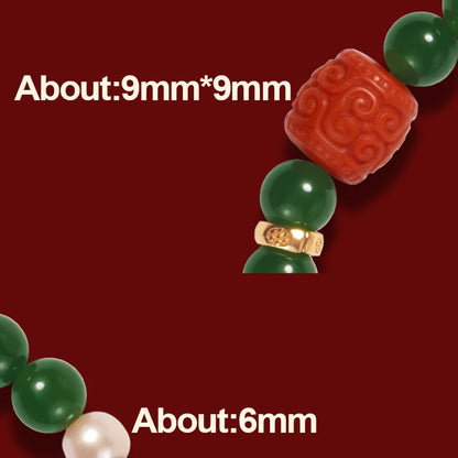 Hotan Jasper & 6mm Red Pearl S925 Bracelet — Fengshui Charm