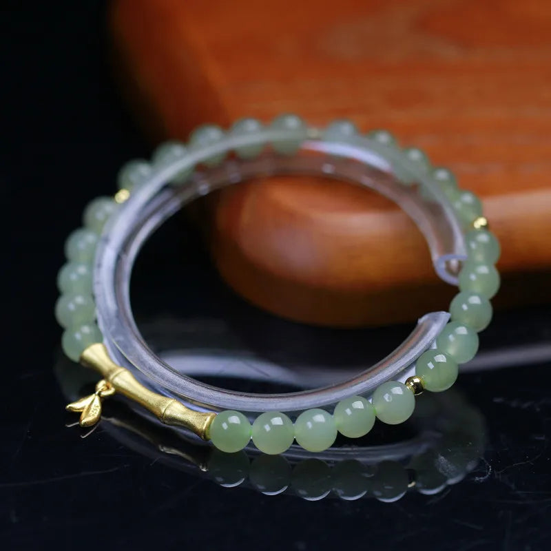 Lucky Jade Antique Gong Bell Bracelet — Boho Feng Shui Charm