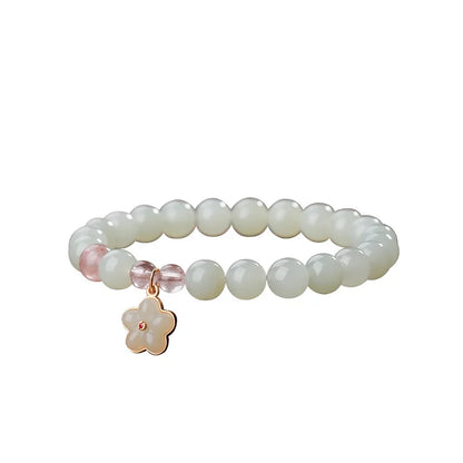 Peach Blossom Hotan Jade Ice-Bead Hand Chain｜Clear Water Bracelet