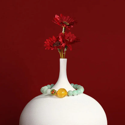 Mystic Green Jade Round Bead Bracelet for Women