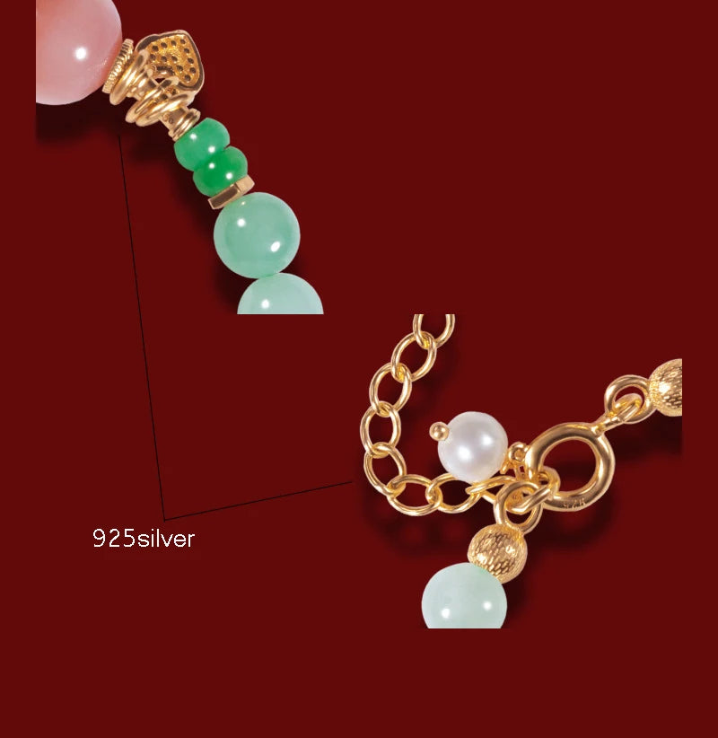 Mystic Green Jade Round Bead Bracelet for Women