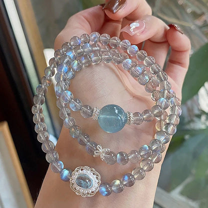 Moonlight Gray & Blue Treasure Bead Bracelet — Unisex Feng Shui Gift